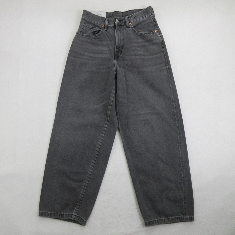 H&M Men Jeans 28 Baggy Fit Wide Leg Faded Charcoal Gray 100% Cotton